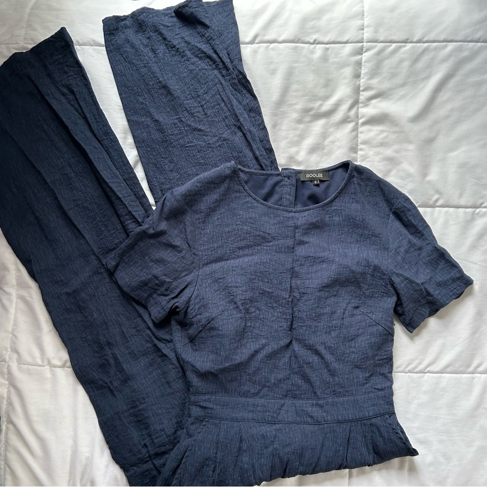 Roolee Navy Blue Buttoned Up Jumpsuit